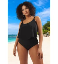 Konforlu Askılı Rahat Kesim Büyük Beden Mayo Plus Size Özel Tasarım (Siyah)