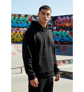 Erkek Kapüşonlu Düşük Kol Uzun Kollu Oversize Kalıp Sweatshirt Fonksiyonel Dayanıklı Rahat