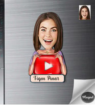 Kişiye Özel İnternet Fenomen Kadın Ahşap Magnet -2