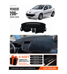 PEUGEOT 206+ (2009-2013) Uyumlu Torpido Örtüsü Torpido Kılıfı - Siyah