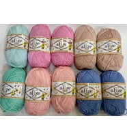 Alize Cotton Gold Hoby 50gr 10adet - (40x2)-(393x2)-(161x2)-(518x2)-(15x1)-(522x1)