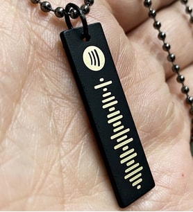 Unisex Spotify Kodlu Siyah Diktörtgen Çubuk Bar Kolye eck26s
