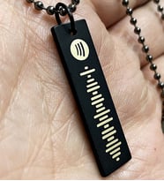 Unisex Spotify Kodlu Siyah Diktörtgen Çubuk Bar Kolye eck26s