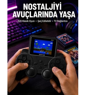 Şarjlı Retro Gamepad Oyun Konsolu 520 Oyunlu TV Çıkışlı El Konsolu