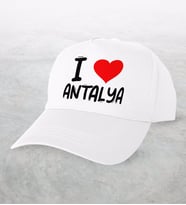 BK Gift I Love Antalya Tasarımlı Beyaz Şapka - Model 1