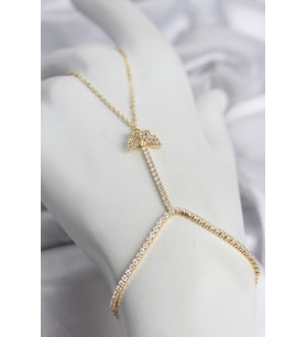 Gold Renk Pirinç Zirkon Taşlı Kelebek Model Şahmeran
