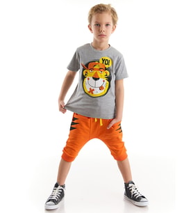 Yo Kaplan Erkek Çocuk T-shirt Kapri Şort Takım (Çok Renkli)