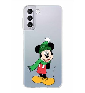 Samsung Galaxy S21 Plus Kapak Mickey Mouse Tasarımlı Şeffaf Silikon Kılıf