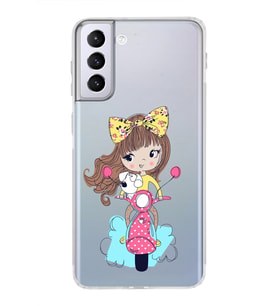 Samsung Galaxy S21 Plus Uyumlu Kamera Korumalı Kapak Vespagirl Tasarımlı  Şeffaf Kılıf