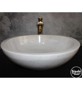 Sipahi Marble Muğla Kristal Beyaz Çanak Lavabo
