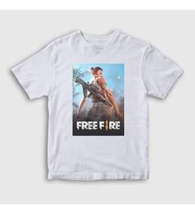 Presmono Unisex Çocuk Beyaz Cover Free Fire T-Shirt 232609tt