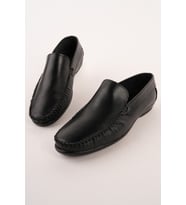 Muggo WİLLS Hakiki Deri Bağcıksız Erkek Günlük Klasik Loafer Ayakkabı (Siyah)