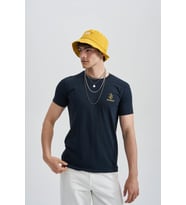 Smart Devil Erkek Baskı Taş T-Shirt (Lacivert)