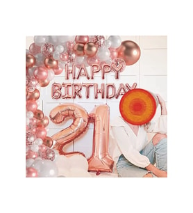 Gül Altın Doğum Günü Dekorasyon Düzenleme Balon Seti 5 Yaş