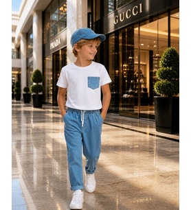 Beyaz Bluz & Denim Pantolon Takımı