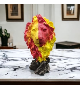 Sarı Kırmızı Aslan Kafası Biblo