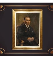Altın Varaklı Çerçeveli Paspartulu Atatürk Tablo z4766 (Gold)