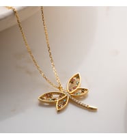Vaoov 925 Ayar Gümüş Renkli Taşlı Gold Yusufçuk Kolye