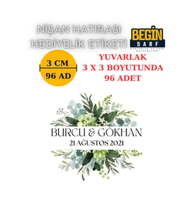 3 CM 4 CM 5 CM 6 CM NİŞAN HATIRASI ETİKETİ KENDİNDEN YAPIŞKANLI KİŞİYE ÖZEL YUVARLAK 003