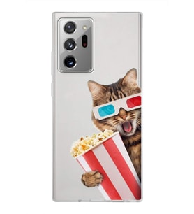 PrintiFy Samsung Galaxy Note 20 Ultra ile Uyumlu 1mm Slim Fit Kedi 1 050b Baskılı Şeffaf  Kılıf