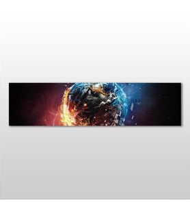 Dünya Ateş Ve Su Kanvas Tablo 60x20cm (Karışık)