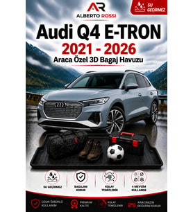 Audi Q4 E-TRON 2021 - 2026 Araca Özel 3D Bagaj Havuzu