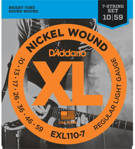 D'Addario EXL110-7 XL Nickel Wound 7 Telli Elektro Gitar Tel Seti - 10-59 (Profesyonel)  7 Telli Gitarlar İçin İdeal Gerilim, Nikel Sargı ve Üstün Akort Kararlılığı