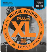 D'Addario EXL110-7 XL Nickel Wound 7 Telli Elektro Gitar Tel Seti - 10-59 (Profesyonel)  7 Telli Gitarlar İçin İdeal Gerilim, Nikel Sargı ve Üstün Akort Kararlılığı