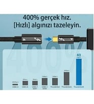 80cm Thunderbolt 4 Uzatma Kablosu – 40Gbps Veri Transferi, 8K@60Hz Video, 100W PD Hızlı Şarj, Örgülü Naylon, Tip C Dişi - Erkek Uzatıcı XCU