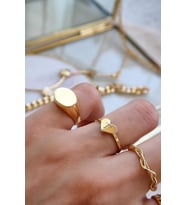 Kişiye Özel 925 Ayar Gümüş Kalpli Harf Yüzük (Gold)