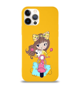 Apple iPhone 12 Pro Uyumlu Lansman Kılıf Vespagirl Tasarımlı Altı Kapalı İçi Kadife Kaplı  Kapak (Şeffaf)