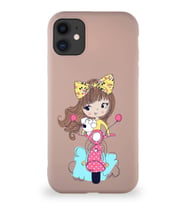 Apple iPhone 11 Soft Premier Kapak Vespagirl Tasarımlı Silikon Kılıf - Pudra (Şeffaf)
