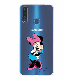 Samsung Galaxy A20s  Kapak Minnie Mouse Tasarımlı Şeffaf Silikon Kılıf