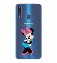 Samsung Galaxy A20s  Kapak Minnie Mouse Tasarımlı Şeffaf Silikon Kılıf
