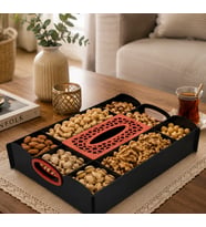 45x33 cm Ahşap Kuruyemiş Sunum Tepsisi ve Peçetelik – Lazer Kesim MDF Servis Tepsisi 3MM