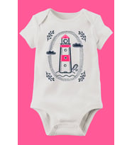 Unisex Bebek Beyaz Organik Baskılı Pamuklu Body