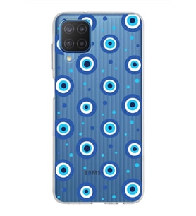 PrintiFy Samsung Galaxy M12 ile Uyumlu 1mm Slim Fit Nazar Boncuğu 1 Baskılı Şeffaf  Kılıf