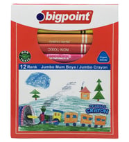 Bigpoint 12 Renk Jumbo Üçgen Mum Boya