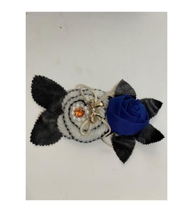 18X12 CM TAŞLI İNCİLİ DERİ YAPRAKLI ÇİÇEKLİ APLİKE YAMA ARMA AKSESUAR