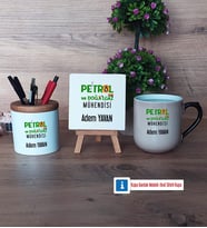 Petrol ve Doğalgaz Mühendisi Dekoratif Taş, Kalemlik, Sihirli Oval Kupa Bardak Hediye
