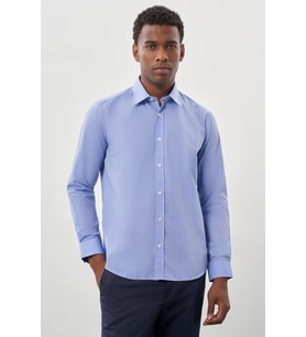 Klasik Yaka Uzun Kol Cepsiz Slim Fit Basic Pamuklu Gömlek 1004255008