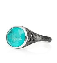Gümüşcüm Paraiba Tourmaline Oval Taşlı Delikli Otantik Oksitli Kadın Gümüş Yüzük (Siyah)