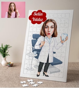Dişçiye Özel Karikatürlü Kişiye Özel Puzzle