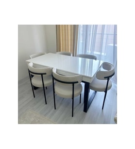 6'lı Teddy Sandalye Mutfak Sandalyesi Salon Sandalyesi Cafe (MASASIZ)beyaz Tek Renk
