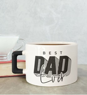 BK Gift Kişiye Özel Babalar Günü Tasarımlı Siyah Kulplu Çay & Kahve Fincanı-3, Babaya Hediye, Babalar Günü Hediyesi