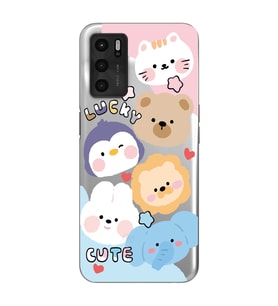 Oppo A16 / A55 Uyumlu Cute Animals Tasarımlı Şeffaf Telefon Kılıfı
