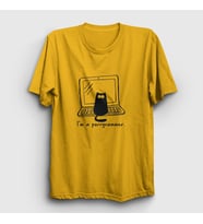 Presmono Unisex Sarı Cat Purrgrammer Developer Yazılımcı T-Shirt 331370tt (Sarı)