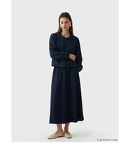 LCW Modest Lacivert Beli Lastikli Keten Karışımlı Kloş Etek