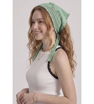 Kadın File Örgü Dantel Görünümlü Çok Amaçlı Bandana Yazlık Plaj Uyumlu Delikli Triko Saç Bandanası Ve Bel Aksesuarı