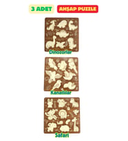 Çocuk Puzzle (Yapboz) Birinci Sınıf Ahşap 3 Parça Eğitici Öğretici Eğlenceli Set